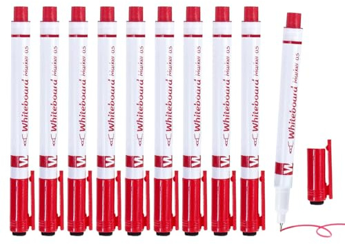 Generisch Trockenlöschmarker - 10er Set Schulstifte Mit Radiergummi - 0,5mm abwischbare Marker mit Radierer,Für Lehrer, Whiteboard, Schule, Kindergarten & Zeichnen