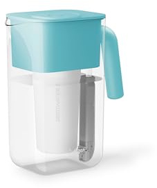 Culligan with ZeroWater Technology 10-Cup Water Filter Pitcher – Includes 5-Stage Advanced Water Filter, IAPMO Certified to Reduce Lead, Total PFAS, Mercury, Fluoride, and Chlorine - Aqua