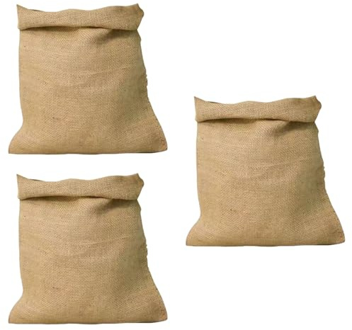 Vexaflow Saco de Yute Tejido Natural, Lote de 3 Bolsas de Patatas, Resistente, para Manualidades, Decoración, Jardinería, Contenedor de Objetos, 80 x 50 cm, Fibra Natural, 100% Yute