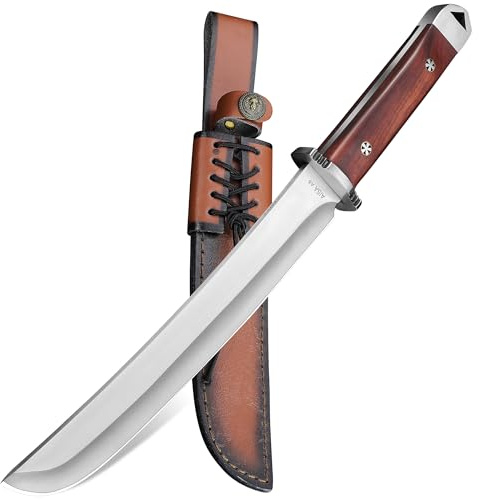 Plys Couteau De Survie D'ExtéRieur Avec éTui Et Manche En Bois, Adapté à La RandonnéE Et Au Camping