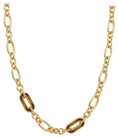 PAUL VALENTINE - Damen Halskette Edelstahl - Vergoldet/Golden - Oval Acryl Anhänger - PV-N0075