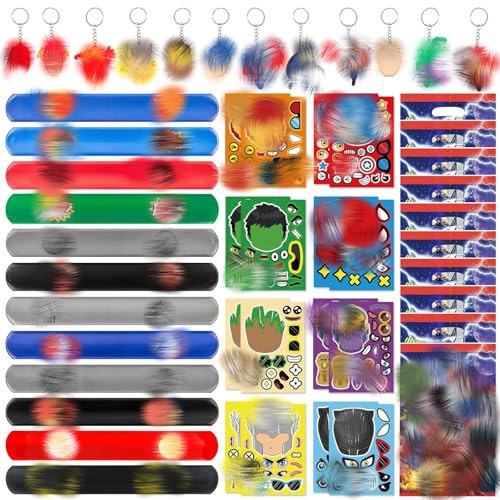 Mitgebsel Kindergeburtstag, Party Mitgebsel Spielzeug Geburtstagsdeko 16 DIY Aufkleber 12 Schlüsselschnalle 12 Schnapparmband Kinder 10 Geschenktüten Kindergeburtstag, Spielzeug Für PartybeutelfüLler