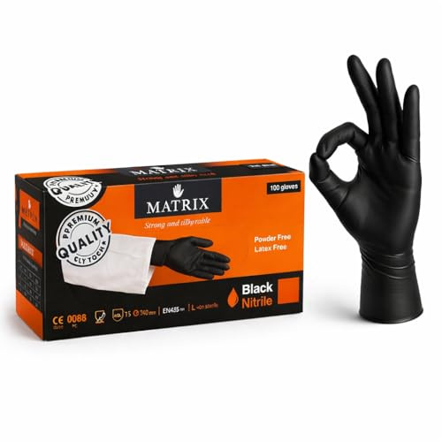 Inoverse Einweghandschuhe Nitril 500 Stück (Größe M) – Schwarz Nitril Handschuhe, Puderfrei & Latexfrei – Nitrilhandschuhe & Einmalhandschuhe für Reinigung, Küche & Medizin – Lebensmittelecht