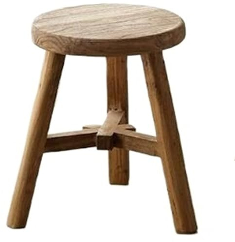 XHEILZOP Taburete para Plantas de Madera Natural, Soporte Redondo de Madera Maciza Vintage, Pequeño Taburete Decorativo Rústico para Salón, Pedestal Boho Artesanal para Interior, Ya Montado(32x60cm)