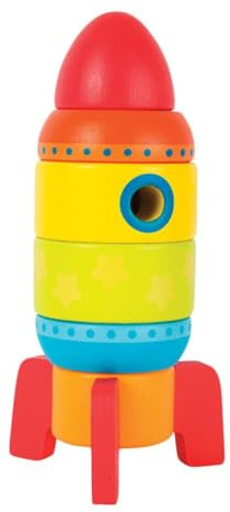 small foot Stapelspielzeug Rakete aus Holz, fünf Steckteile fördern die Feinmotorik, für Kleinkinder ab 1 Jahr, 10588
