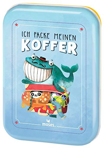 moses. Verlag GmbH 90352 Ich packe meinen Koffer | Der Spieleklassiker für Kinder ab 4 Jahren| Kinderbeschäftigung | Kartenset, Hellblau, White