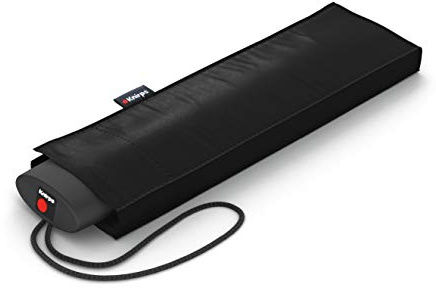 Knirps Ombrello Is.050 con tasca per ombrelli colorata – Piccolo ombrello per viaggiare, apribile a mano, ombrello tascabile, resistente alle tempeste e leggero – Mini ombrello, Nero , s