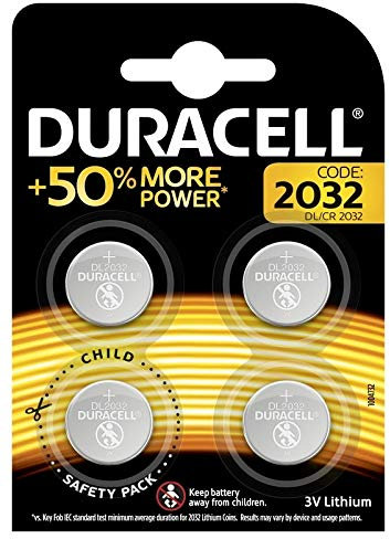 Duracell Piles Bouton au Lithium 2032 de 3 V, Lot de 4
