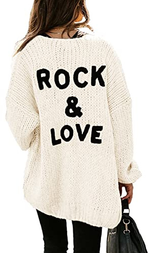PRETTYGARDEN Womens Cardigan for Women Dressy，Chunky Knit Sweater Open Front Oversized Long Cardigan Outwear Coat (White, Small)
