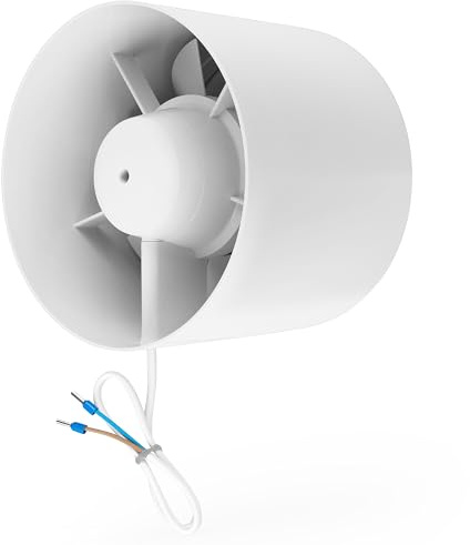 calimaero® INLINE Frånluftsfläkt 150mm, Rörfläkt med Återströmningsklaff | Badrumsfläkt, Odlingstält, Boosterfläkt, Rörinsättningsfläkt 320m³/h, 18Watt / 35dB / IPX2 / plast