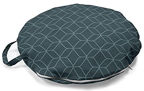 ABAKUHAUS Quatrefoil Rundes Bodenkissen mit Griff, Marokkanische Linienformen, dekoratives Kissen für Wohnzimmer & Schlafsäle, 45 cm, Schiefer-Blau und Hellblau