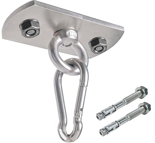 Pina DESIGN seit 1979 - Boxsack Deckenhalterung aus V2A Edelstahl - Profi Befestigung mit hoher Tragkraft für Boxsack Sling Trainer Yogatuch: (Beton-Set + Karabiner)