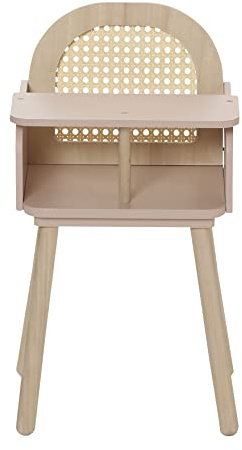 Vertbaudet Puppenhochstuhl, Rattan, Holz FSC rosa/Natur ONE Size