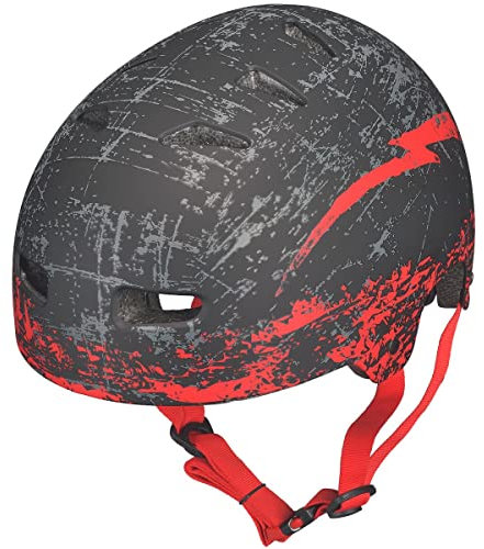 RXD-7000 Skaterhelm Fahrrad BMX Mountainbike MTB Freeride Skater für Kinder, Damen, Herren Helm, Farbe:Rot, Größe:S (55-56)