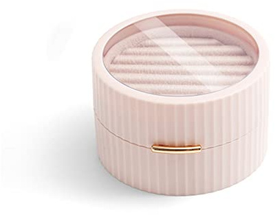 WANGCL Caja de Joyería Portátil, Pequeño Organizador de Joyas para Anillos, Pendientes y Collares (Rosa)