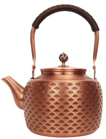 Kkekos Handgefertigte Kupfer-Teekanne für Herdplatten, 2000 ml (Typ 2)