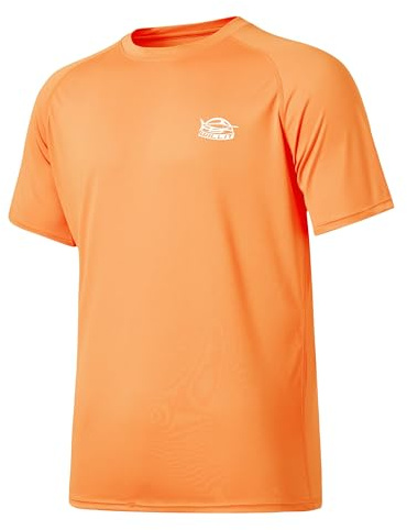 WILLIT UV-skjorta herr Rashguard T-shirt kortärmad badskjorta UPF 50+ snabbtorkande lätt andningsaktiv utomhus surfing fiske, apelsin, XL