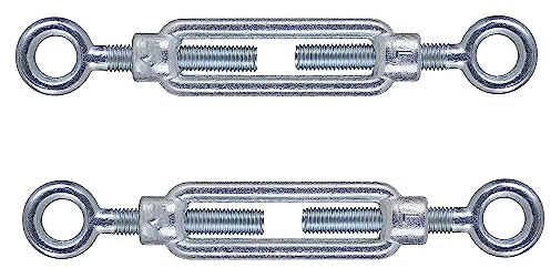 M5 x 70mm Eye & Eye Steel Turnbuckles Wire Tensioner Strainer Closed Hook Threaded Hook (Pack of 2) - N18A 5x70_2