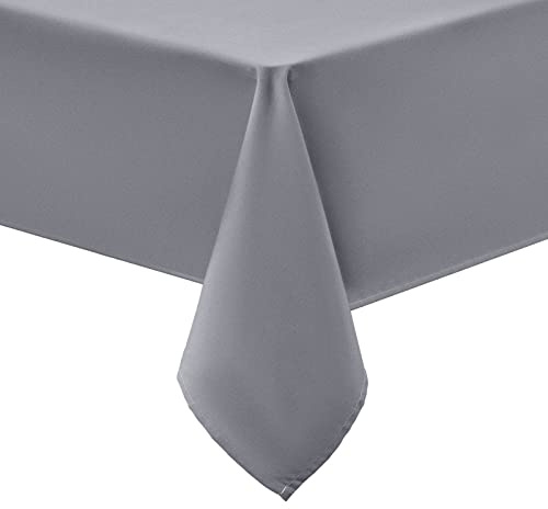 smiry Tischdecke Abwaschbar Rechteckig 140x200cm Tischtuch Polyester Wasserabweisend Lotuseffekt Tischwäsche Schmutzabweisend Abwischbare Tafeldecke für Party Küche, Grau