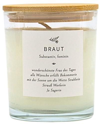 Duftkerze mit Spruch im Glas „Braut“ | Geschenkidee für die Braut | Magnolie Aroma | Kerzen Geschenk für Frauen | Aromatherapie Candle zur Entspannung für Spa, Bad & Yoga