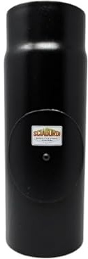 Tubo nero con ispezione per canna fumaria stufa a legna L 330 mm vetroporcellanato (140 mm)