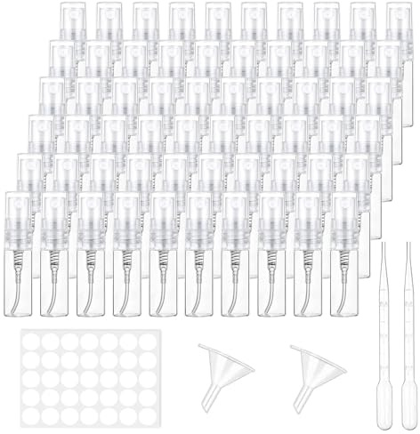 Voarge Reise Spray Flaschen Parfümspender Mini Spray Flasche, für Parfüm, Körperpflege Flüssigkeit, Kosmetik, 60 Stücke, 2 ml