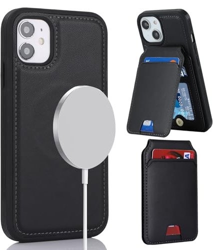 ELTEKER Handyhülle für iPhone 11 Hülle mit Kartenfach Magnetischer Abnehmbarer Wallet Kartenhalter,Klapphülle Leder Schutzhülle - Schwarz