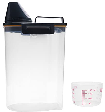 Tagtight Dispensador de detergente con vaso medidor, contenedor de comida , latas de almacenamiento de comida para gatos y perros, contenedor de detergente, caja de almacenamiento para, cereales,