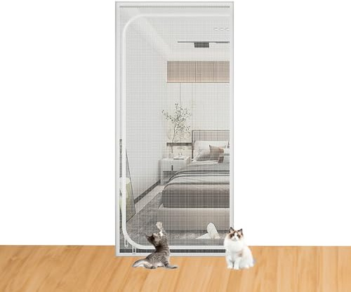 Katzenschutztür, Katzennetz für Balkon, Haustierresistent, Netzgittertür, verdickter Reißverschluss, Katzenschutzgitter, verhindert, dass Haustiere entkommen, Türvorhänge aus Wohnzimmer, Schlafzimmer,