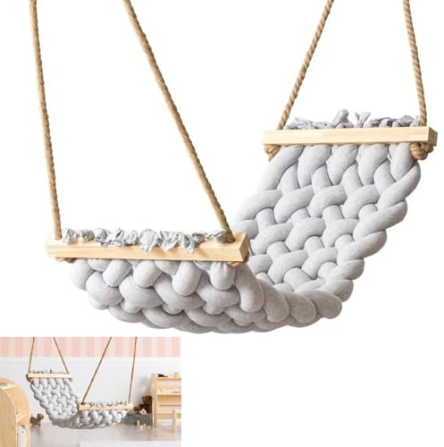Hängematte Hängeschaukel 125x61 cm Deckenschaukel Hammock für Kinder Kinderzimmer (Grau)