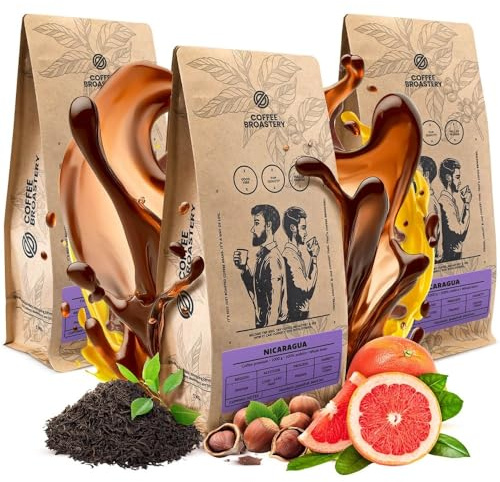 Coffee Broastery Kaffeebohnen Nicaragua Colibrí Azul Frisch Geröstet 3x1kg | Spezialitäten Kaffee, 100% Arabica, Noten von Schwarzem Tee Ideal für Vollautomaten und French Press, Bohnenkaffee