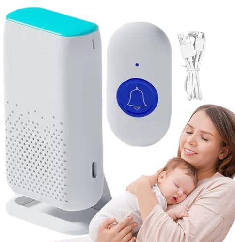 Pulsante di chiamata wireless intelligente – Campanello di chiamata | impermeabile IP68 con luce LED ricaricabile, volume regolabile | ABS Life Alert Buzzer per anziani, donne incinte, 4 livelli