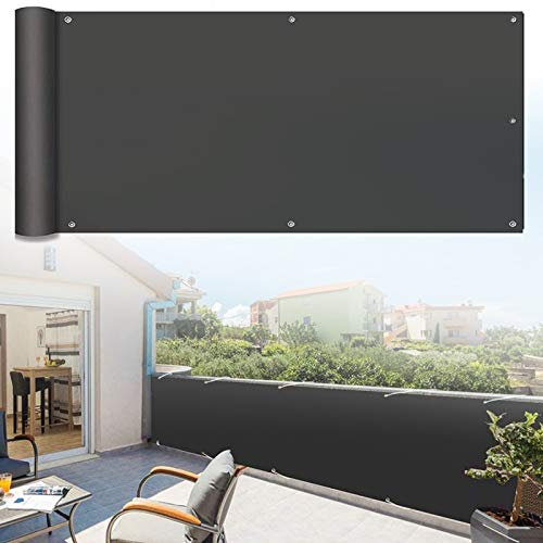 Brise-vue opaque pour balcon, appartement, terrasse, gris foncé, 70 x 700 cm de hauteur