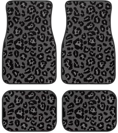 Biyejit Leopard Auto Fußmatten Set Anti-Rutsch Auto Boden Teppich Pad Allwetter Fußmatte Autozubehör Universal Fit für Auto SUV LKW Van 4 Stück