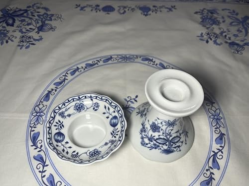 2 TLG. Triptis Zwiebelmuster Porzellan Kerzenständer, blau, weiß