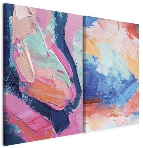 murando - Leinwandbild Set Abstrakte Kunst, 120x90 cm, 2-teilig, Wohnzimmer | Hochwertige Leinwand, sofort aufhängbar, ideal fürs Wohn- oder Schlafzimmer, wasserfest und lichtecht, langlebig, stilvoll