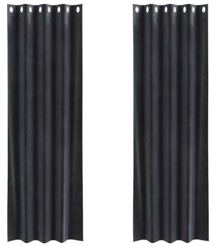 Cortinas oscurecedoras de poliéster Gris Oscuro de vidaXL 140 x 260 cm Paneles para Uso Interior, Tratamiento de Ventana Moderno, Textura Suave, privacidad