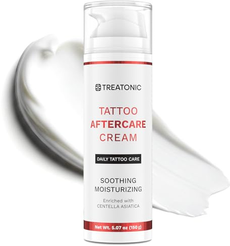Tattoo Aftercare Cream for Soothing & Moisturizing: Healing & Soothing Aftercare Lotion for Microneedling, Microblading & Piercing - Tattoo Skin Care for New & Old Tattoos - 5 oz / 150ml