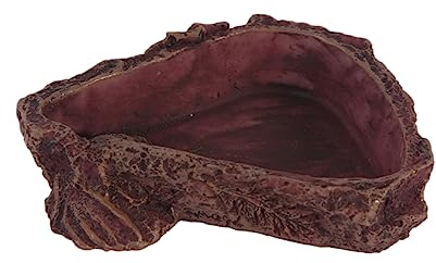 ERINGOGO Harz Futternapf Reptilienschale Baumrinde Optik Futternapf Für Eidechsen Frösche Spinnen Kleintiere