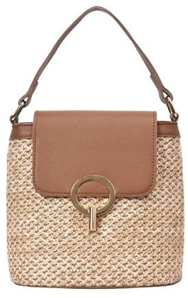 Generisch Stroh Handtasche Damen Basttasche Böhmische Strandtasche Korbtasche Damen Boho Tasche Kleine Strand Stroh Umhängetasche Sommer Handgewebt Geflochtene Tasche für Reisen Strand Urlaub (D)