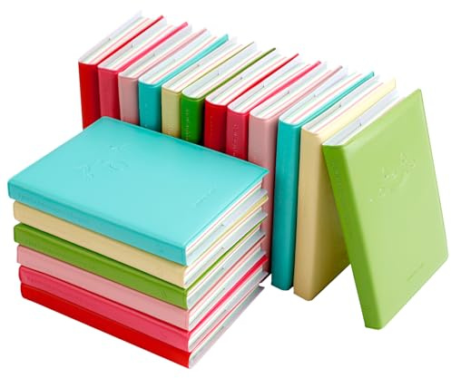 QUMENEY 18 Stück Mini-Notizbuch, kleines Taschennotizbuch, Reisetagebuch, Notizblöcke in Bonbonfarben, mit PU-Lederhülle, 10,5 x 8 cm, 100 Seiten (6 Farben)