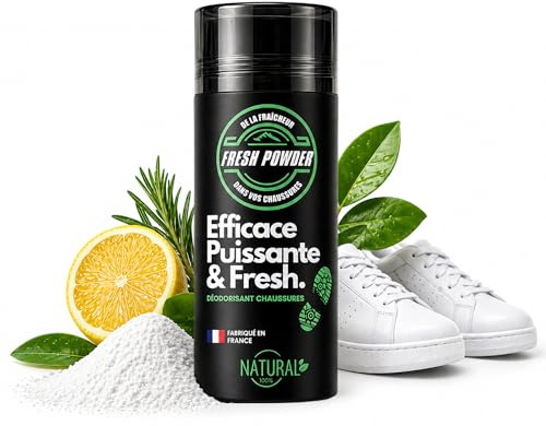 Fresh Powder - Poudre pour pieds et chaussures 80g élimine les odeurs Développé par un podologue est un remède déodorant naturel à 100% pour éliminer les chaussures et les pieds puant