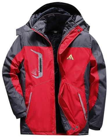 Générique Veste Hiver Homme Coupe-Vent avec Doublure Polaire Capuche Amovible Blouson de Ski Imperméable Parka Chaude Fonctionnelle avec Poches Zippées pour Randonnée Neige Quotidien