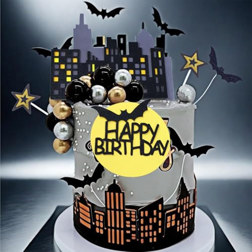 45 decoraciones para tartas de fiesta temáticas de murciélagos, decoración de cumpleaños infantil, decoración para tartas de fiestas, adecuado para todo tipo de decoraciones de tartas de fiesta de