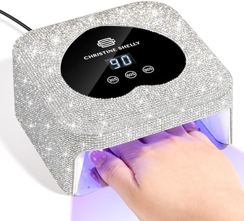 Nail UV Lamp, 48w Gel Polish LED Dryer with Display and 3 Timer Settings | CHRISTINE SHELLY Auto Sensor Nail Curing Light Home Beginner DIY Sparkly Rhinestone