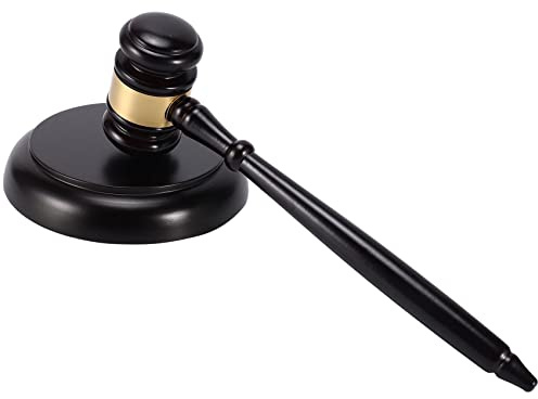 Agmoctz Martillo de madera de subasta con bloque de sonido para juez abogado trabajo a mano