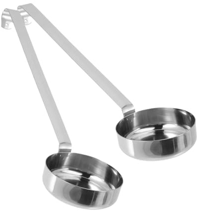 Toyvian 2 pièces Cuillère à Louche pour Sauce Pizza Acier Inoxydable Manche Long Fond Plat pour Étaler Sauce et Soupe Ustensile de Cuisine Polyvalent pour Restaurant et Maison