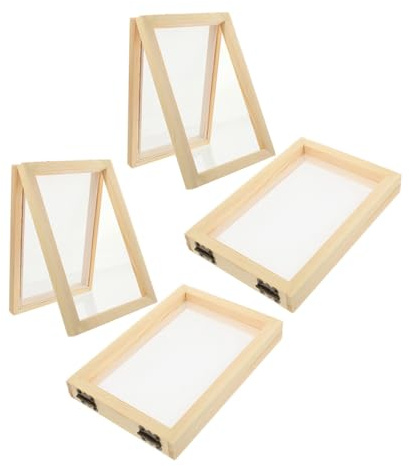 Alipis 4 piezas Kit de Marcos de Madera para Fabricación de Papel DIY Bastidores Reutilizables para Manualidades Cuadros Artesanales para Proyectos de Papel Decorativo