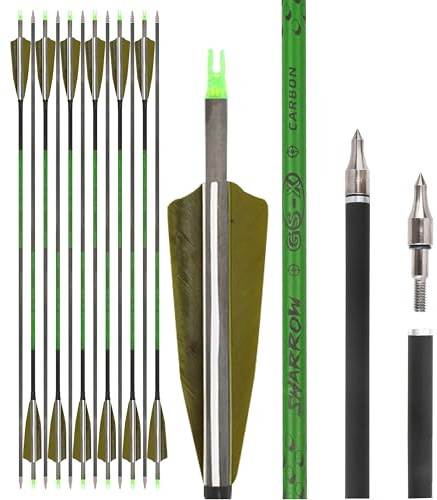 surwolf 31.5 Pure carbon pilar Spine300/400/500/600/700/800 Rena kolpilar för bågskyttetävling Övningspilar ID6.2mm Jaktpilar för Recurvebågar & Compoundbågar 12st (300)