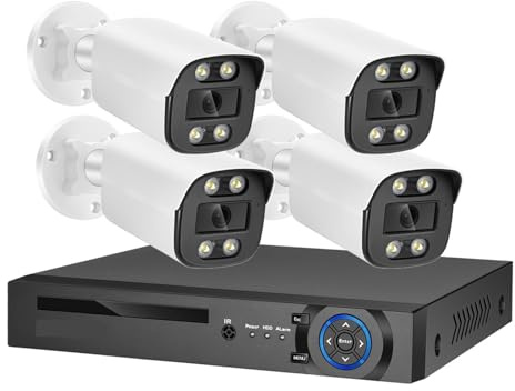 Sistemi di telecamere CCTV, 8MP 4K Face Detection Telecamera di sicurezza IP AI POE NVR Kit CCTV Visione notturna a colori Video sorveglianza domestica esterna(4T,4CH NVR 4 AI Camera)